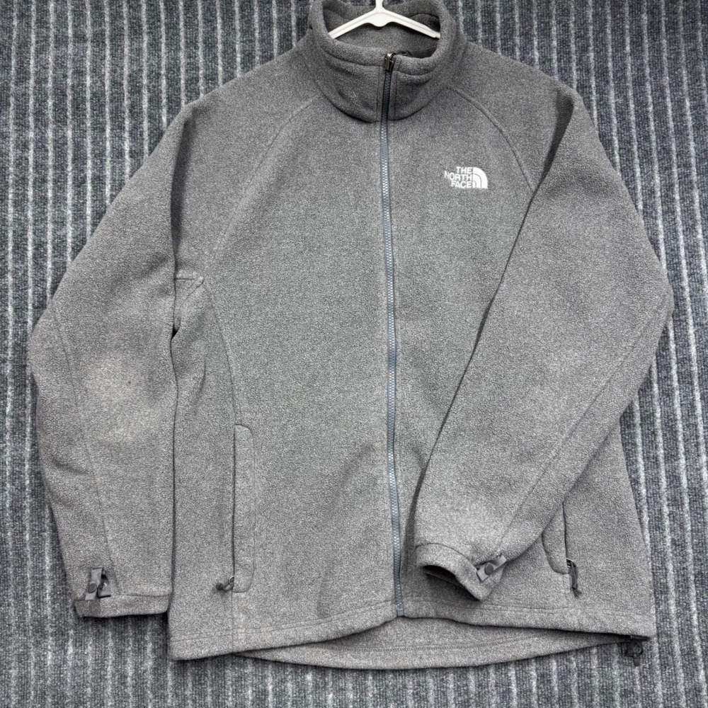 The North Face Fleece‎ Jacket Large Gray Excellent Full Zip Mock Neck (2307)
